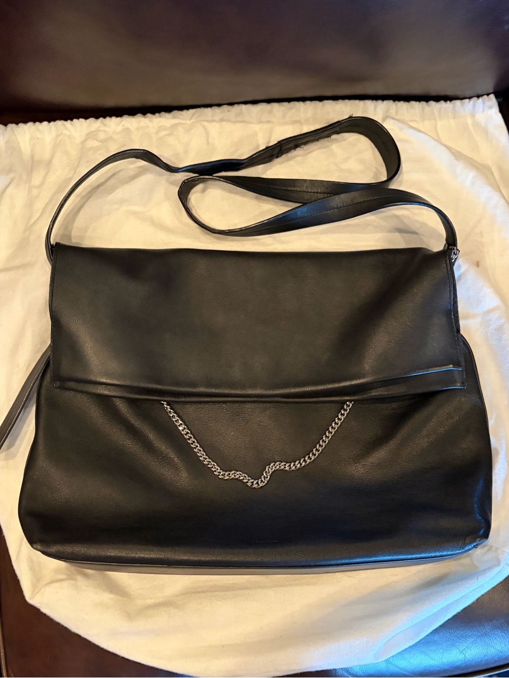 Black Women’s Crossbody vintage ALLSAINTS Bag with Chain Accent